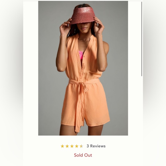 Anthro Cloth and Stone NWT sleeveless button down romper, Sz Med linen/rayon - Picture 5 of 11